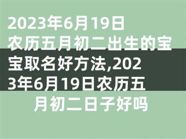 2023年6月19日农历五月初二出生的宝宝取名好方法,2023年6月19日农历五月初二日子好吗