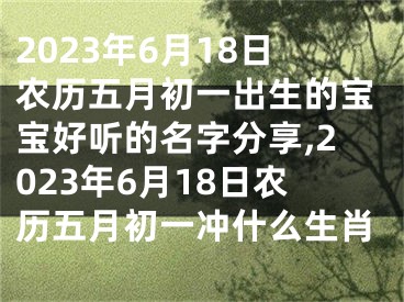 2023年6月18日农历五月初一出生的宝宝好听的名字分享,2023年6月18日农历五月初一冲什么生肖