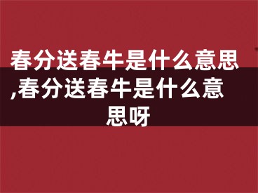 春分送春牛是什么意思,春分送春牛是什么意思呀