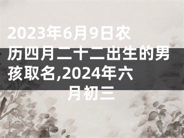 2023年6月9日农历四月二十二出生的男孩取名,2024年六月初三