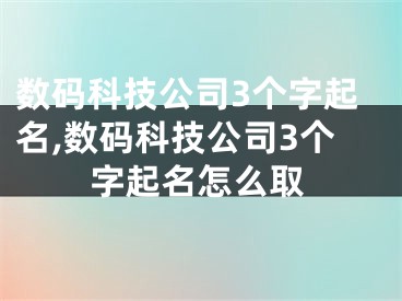 数码科技公司3个字起名,数码科技公司3个字起名怎么取