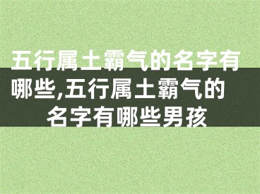 五行属土霸气的名字有哪些,五行属土霸气的名字有哪些男孩