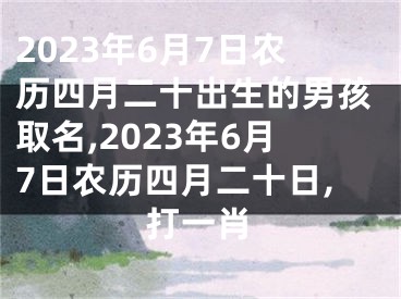 2023年6月7日农历四月二十出生的男孩取名,2023年6月7日农历四月二十日,打一肖