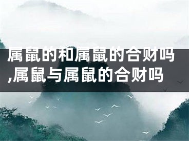 属鼠的和属鼠的合财吗,属鼠与属鼠的合财吗