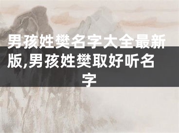 男孩姓樊名字大全最新版,男孩姓樊取好听名字