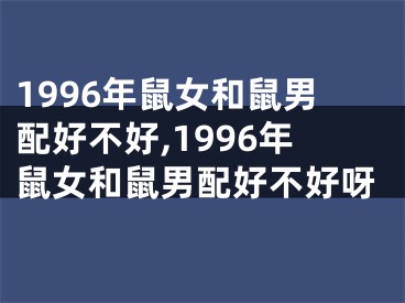 1996年鼠女和鼠男配好不好,1996年鼠女和鼠男配好不好呀