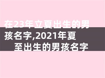 在23年立夏出生的男孩名字,2021年夏至出生的男孩名字