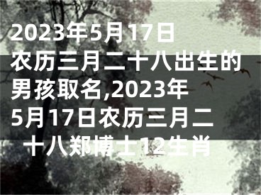 2023年5月17日农历三月二十八出生的男孩取名,2023年5月17日农历三月二十八郑博士12生肖