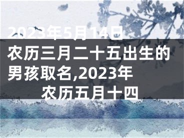 2023年5月14日农历三月二十五出生的男孩取名,2023年农历五月十四