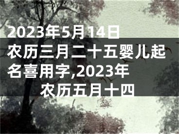 2023年5月14日农历三月二十五婴儿起名喜用字,2023年农历五月十四