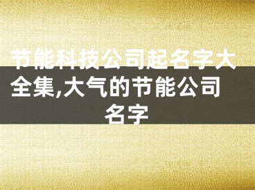 节能科技公司起名字大全集,大气的节能公司名字