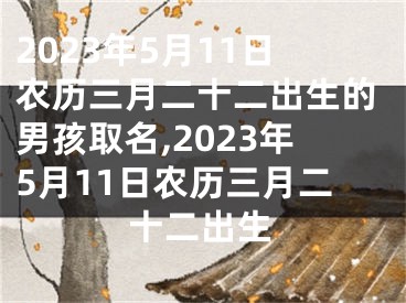 2023年5月11日农历三月二十二出生的男孩取名,2023年5月11日农历三月二十二出生