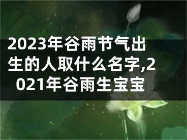 2023年谷雨节气出生的人取什么名字,2021年谷雨生宝宝