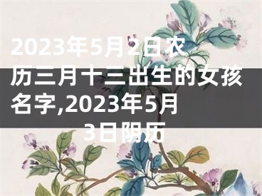 2023年5月2日农历三月十三出生的女孩名字,2023年5月3日阴历