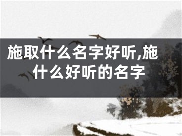 施取什么名字好听,施什么好听的名字