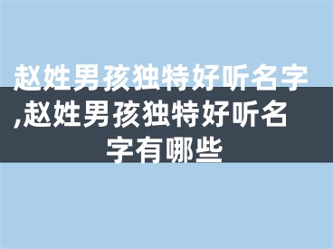 赵姓男孩独特好听名字,赵姓男孩独特好听名字有哪些