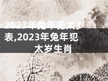 2023年兔年犯太岁表,2023年兔年犯太岁生肖