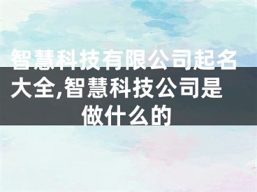 智慧科技有限公司起名大全,智慧科技公司是做什么的