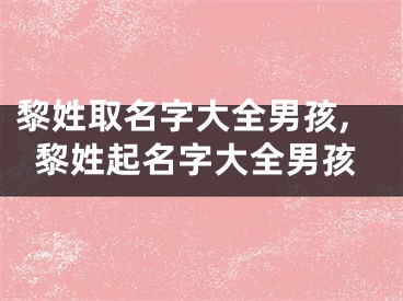 黎姓取名字大全男孩,黎姓起名字大全男孩