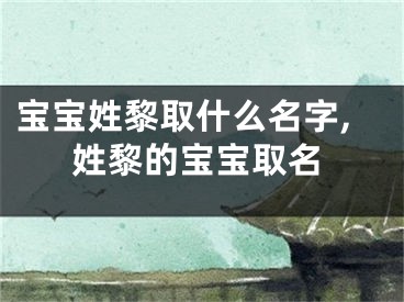 宝宝姓黎取什么名字,姓黎的宝宝取名