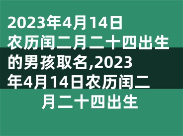 2023年4月14日农历闰二月二十四出生的男孩取名,2023年4月14日农历闰二月二十四出生