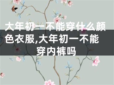 大年初一不能穿什么颜色衣服,大年初一不能穿内裤吗