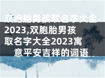 双胞胎男孩取名字大全2023,双胞胎男孩取名字大全2023寓意平安吉祥的词语