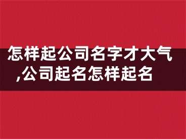 怎样起公司名字才大气,公司起名怎样起名