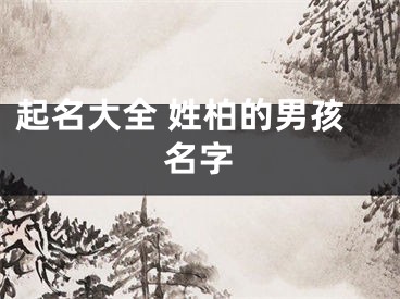 起名大全 姓柏的男孩名字