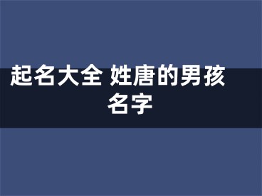 起名大全 姓唐的男孩名字