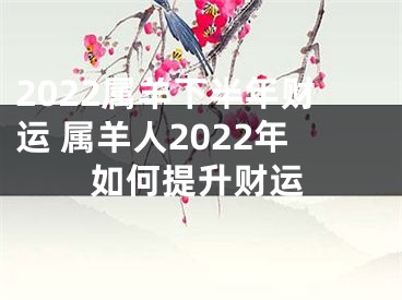 2022属羊下半年财运 属羊人2022年如何提升财运