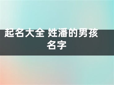 起名大全 姓潘的男孩名字