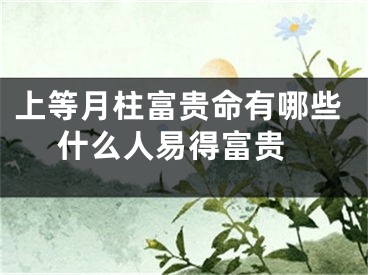 上等月柱富贵命有哪些 什么人易得富贵