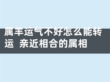 属羊运气不好怎么能转运  亲近相合的属相