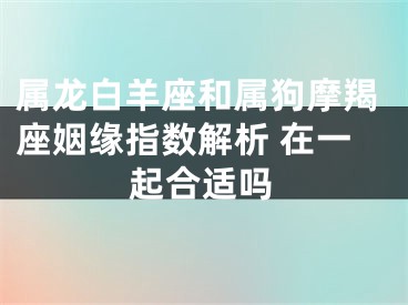 属龙白羊座和属狗摩羯座姻缘指数解析 在一起合适吗