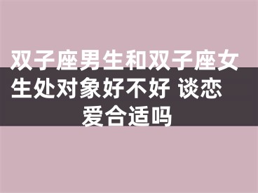 双子座男生和双子座女生处对象好不好 谈恋爱合适吗