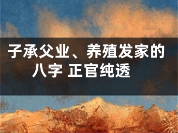 子承父业、养殖发家的八字 正官纯透