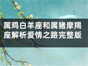 属鸡白羊座和属猪摩羯座解析爱情之路完整版