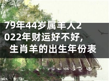 79年44岁属羊人2022年财运好不好,生肖羊的出生年份表