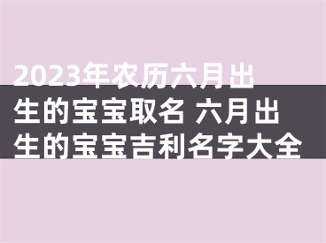 2023年农历六月出生的宝宝取名 六月出生的宝宝吉利名字大全