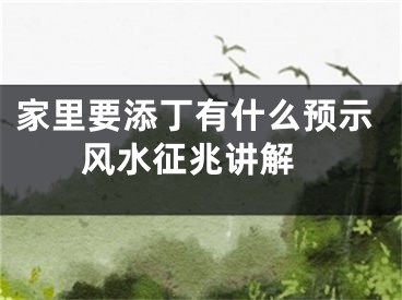 家里要添丁有什么预示 风水征兆讲解