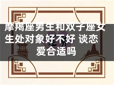 摩羯座男生和双子座女生处对象好不好 谈恋爱合适吗