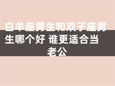 白羊座男生和双子座男生哪个好 谁更适合当老公