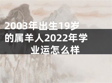 2003年出生19岁的属羊人2022年学业运怎么样