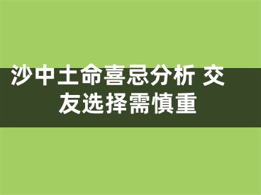 沙中土命喜忌分析 交友选择需慎重