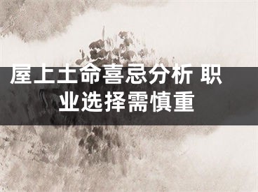 屋上土命喜忌分析 职业选择需慎重