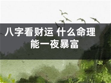 八字看财运 什么命理能一夜暴富