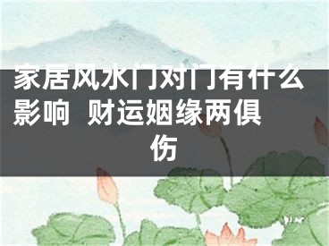 家居风水门对门有什么影响  财运姻缘两俱伤