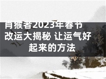 肖猴者2023年春节改运大揭秘 让运气好起来的方法