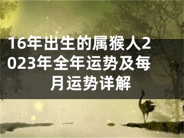 16年出生的属猴人2023年全年运势及每月运势详解